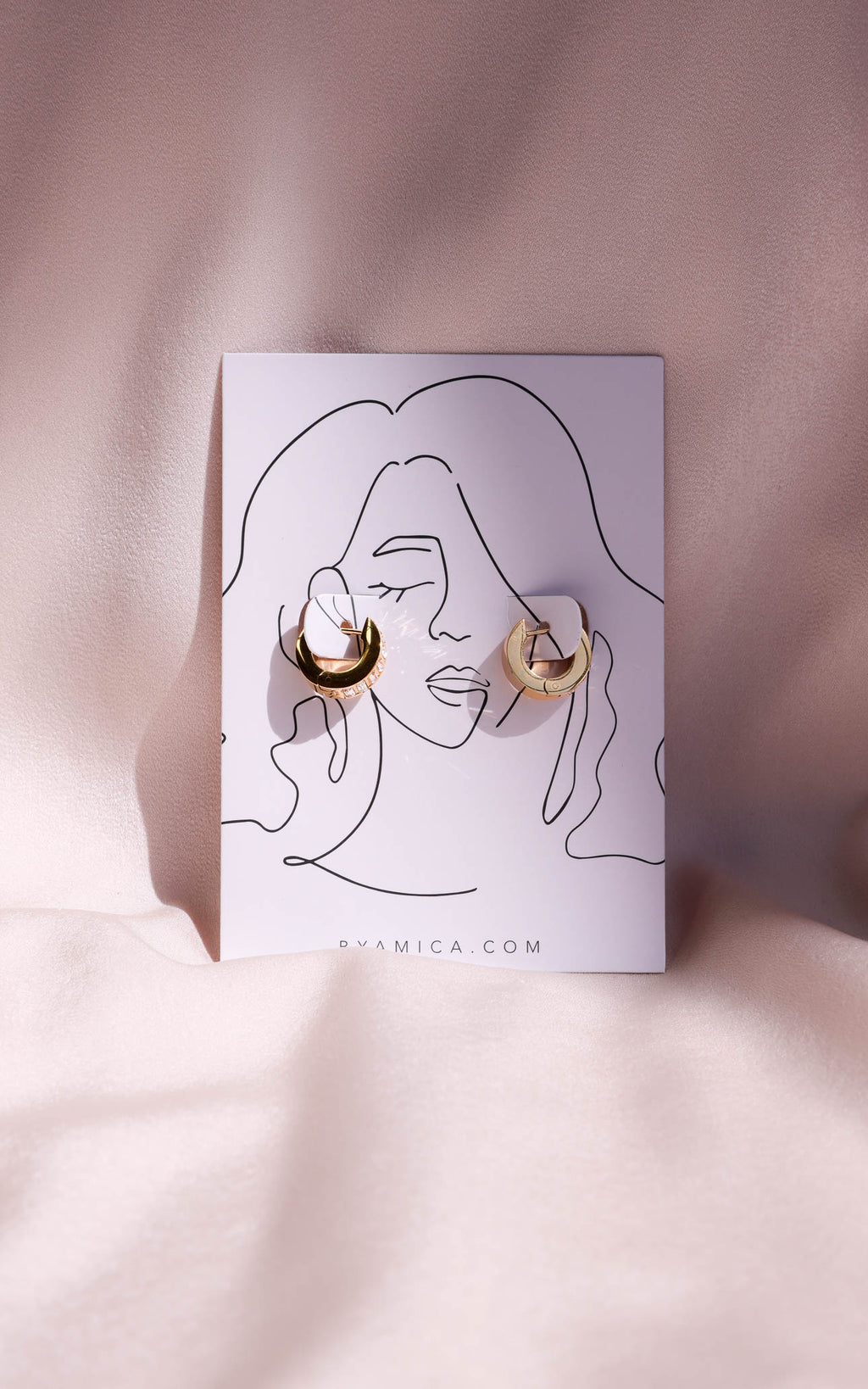 Adelaide Hoop Earrings - Gold Rect Diamante