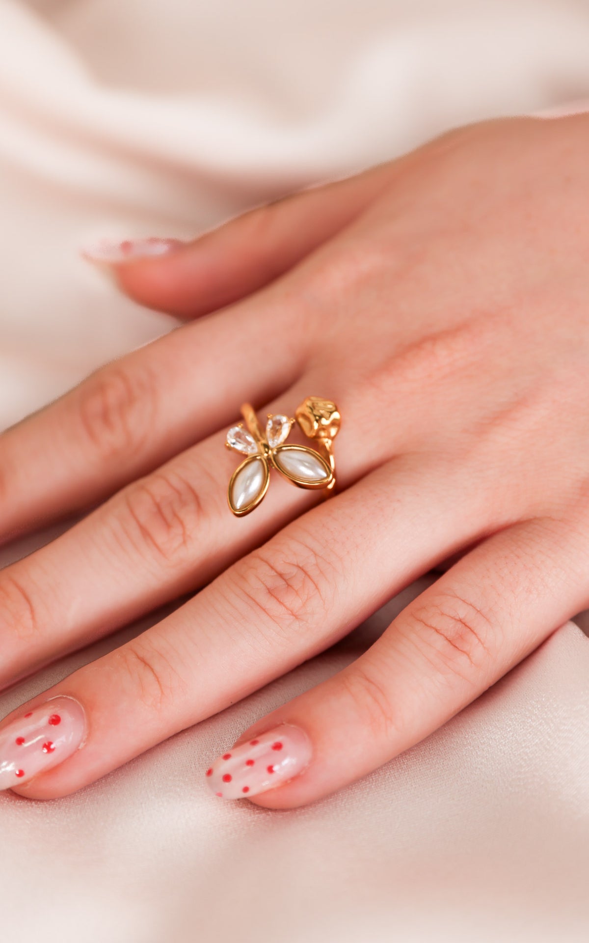 Adonis Ring - Gold Pearl Butterfly