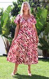 Allena Maxi Dress - Magenta Cream Multi Print