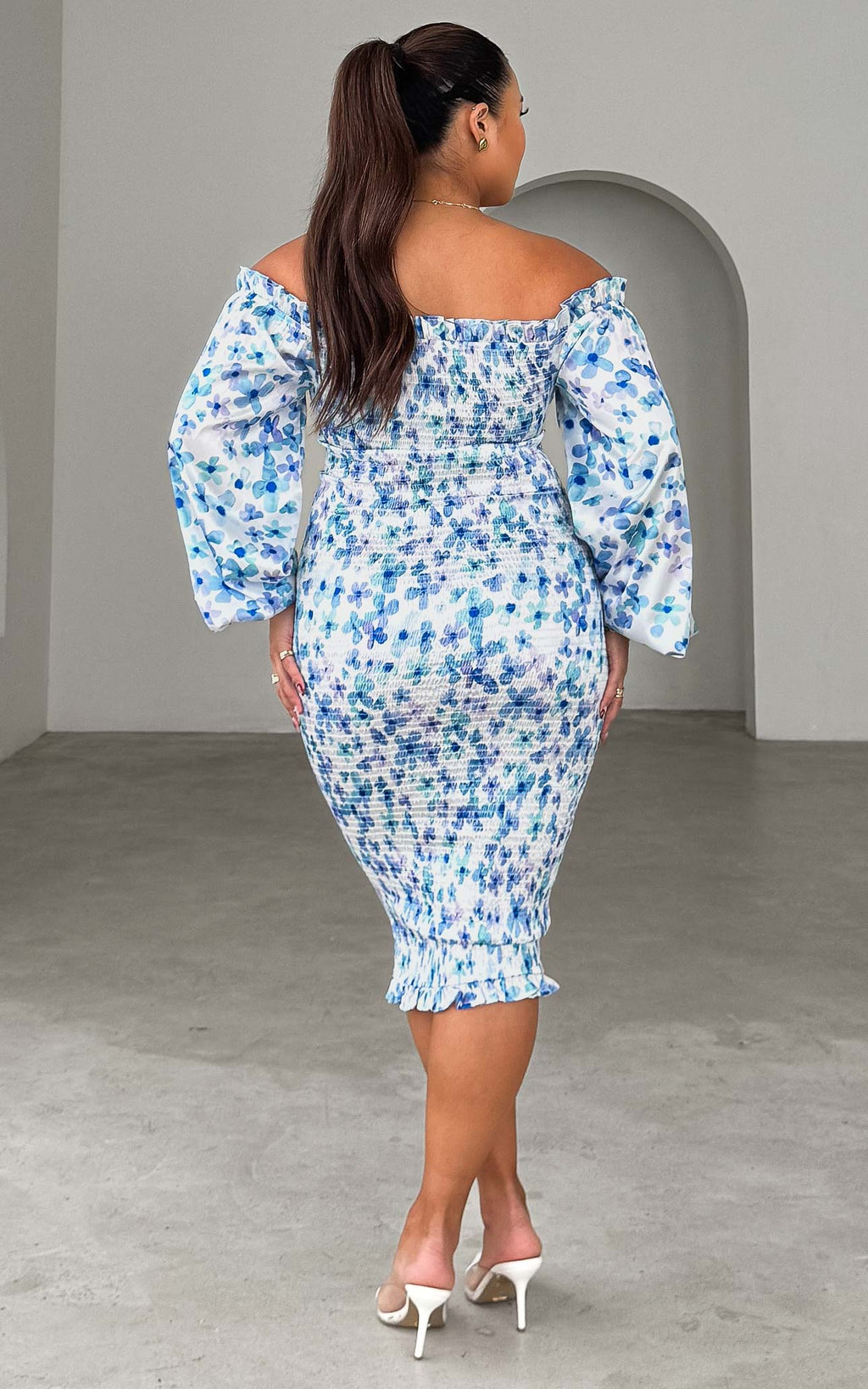 Alicia Midi Dress - Blue Purple Floral