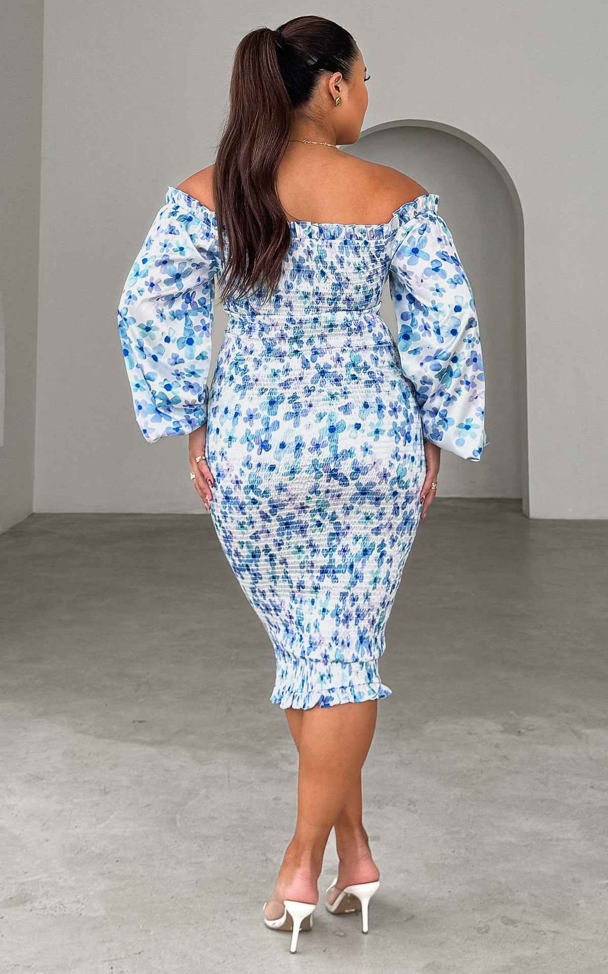 Alicia Midi Dress - Blue Purple Floral