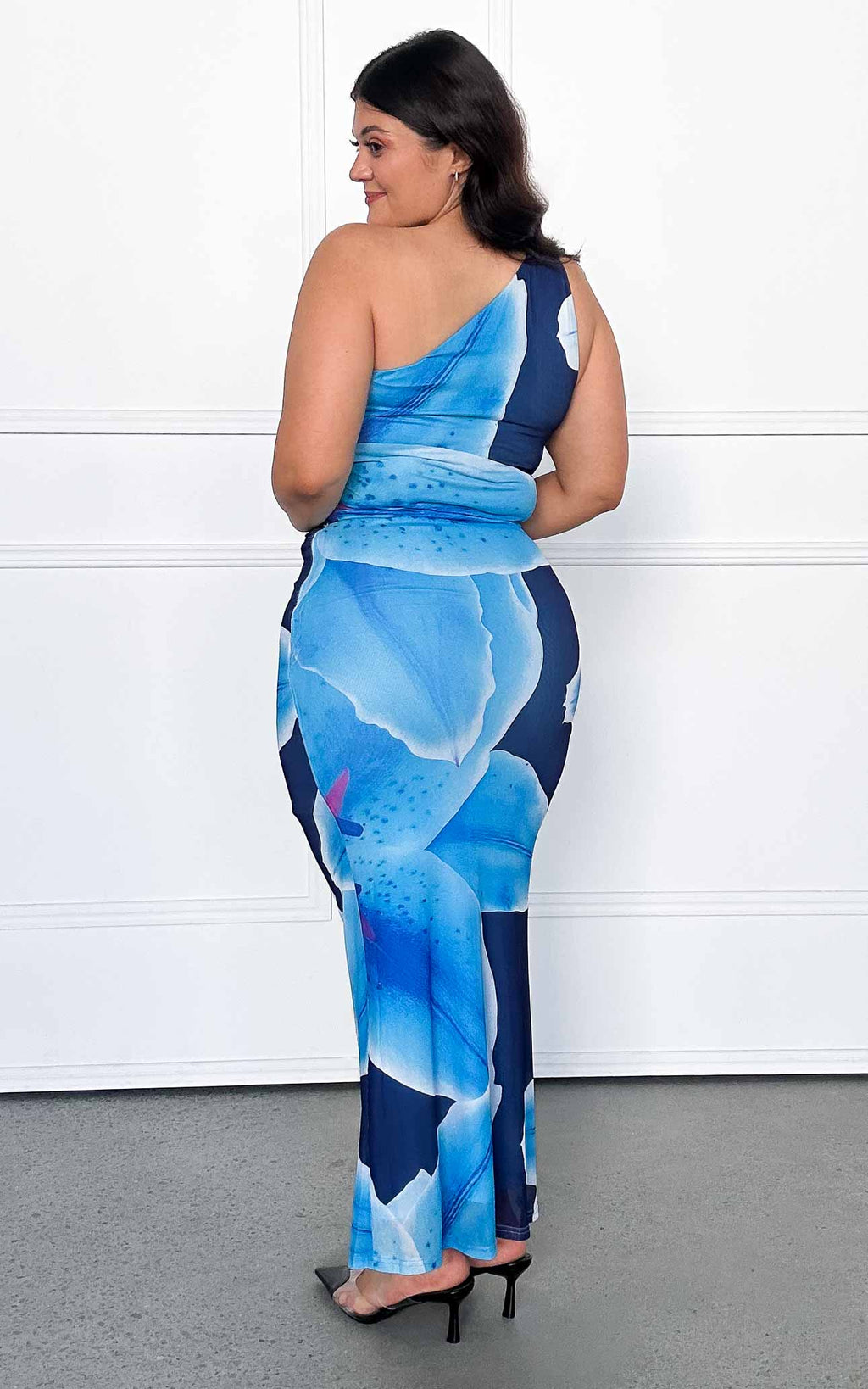 Alyssa Mesh Maxi Dress - Blue Floral