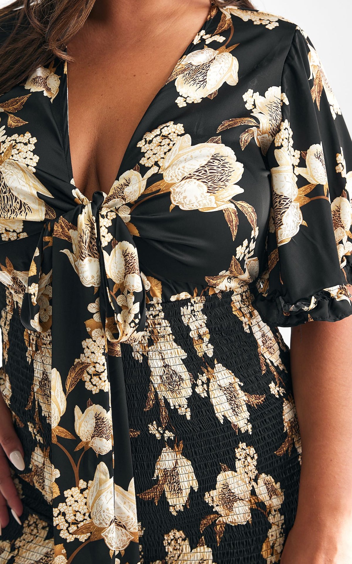 Amata Midi Dress - Black Floral