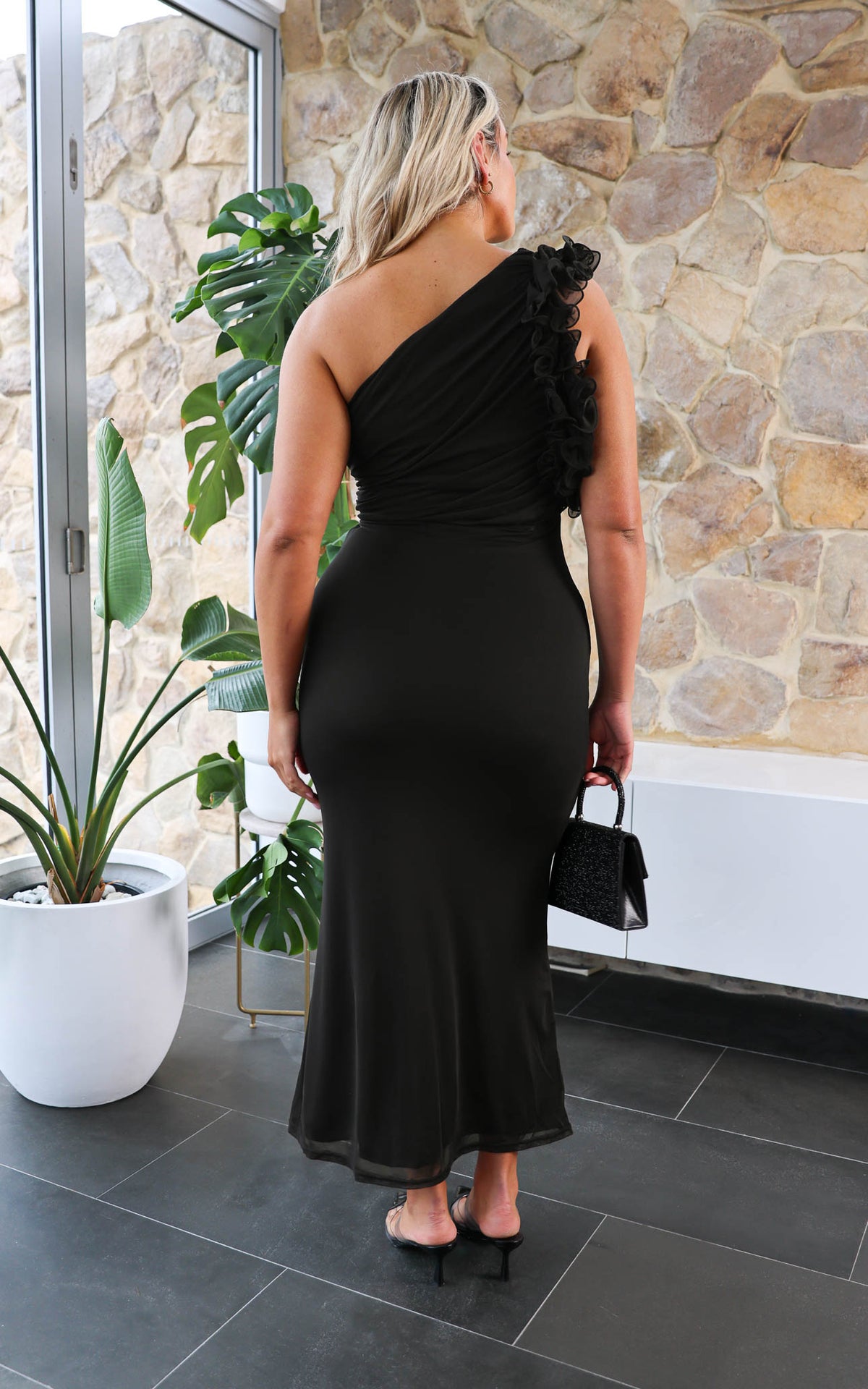 Amelio Mesh Maxi Dress - Black