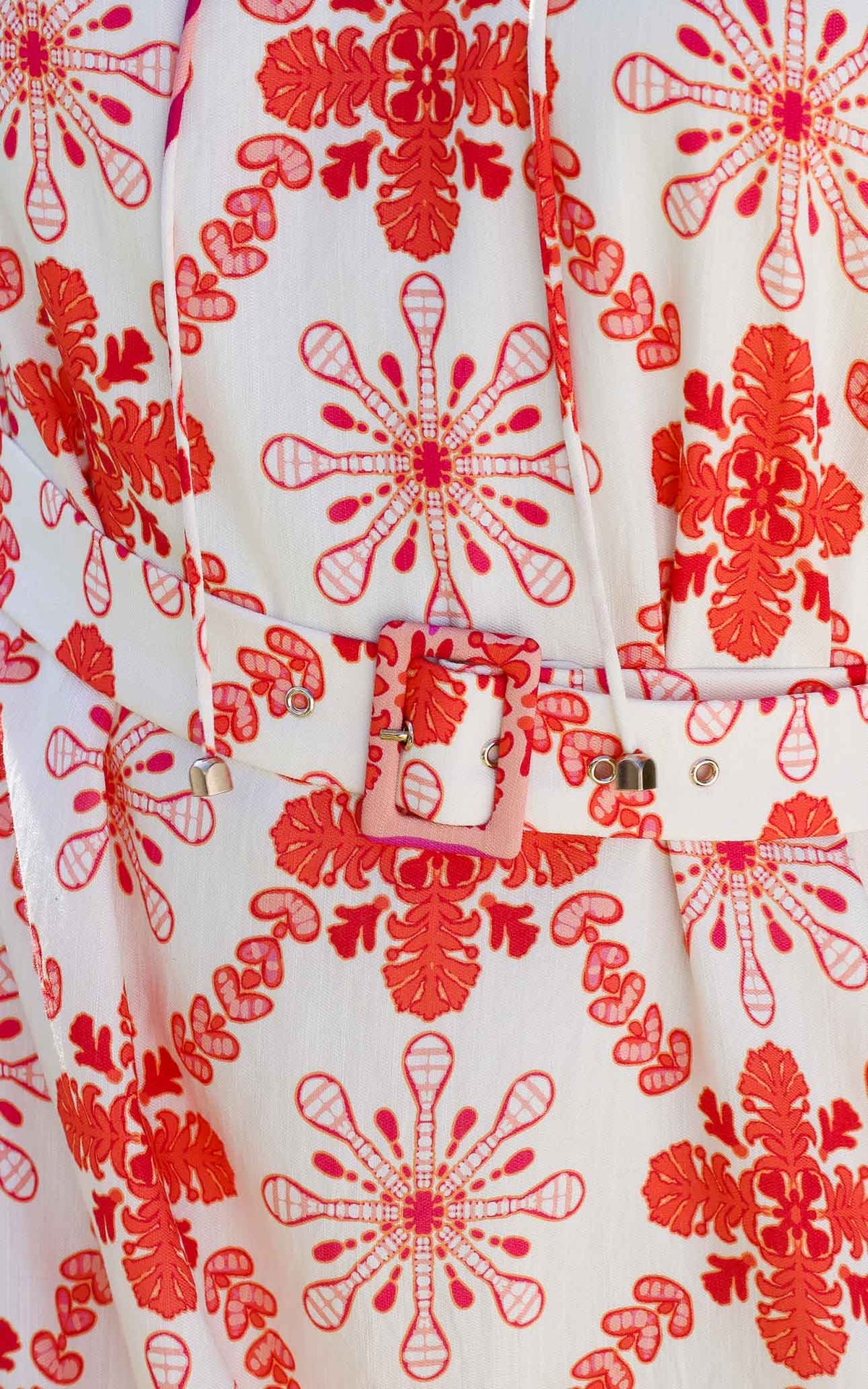 Anika Midi Dress - Cream Pink Multi Print
