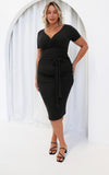 Aston Short Sleeve Midi Dress - Black