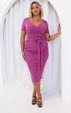 Aston Short Sleeve Midi Dress - Purple