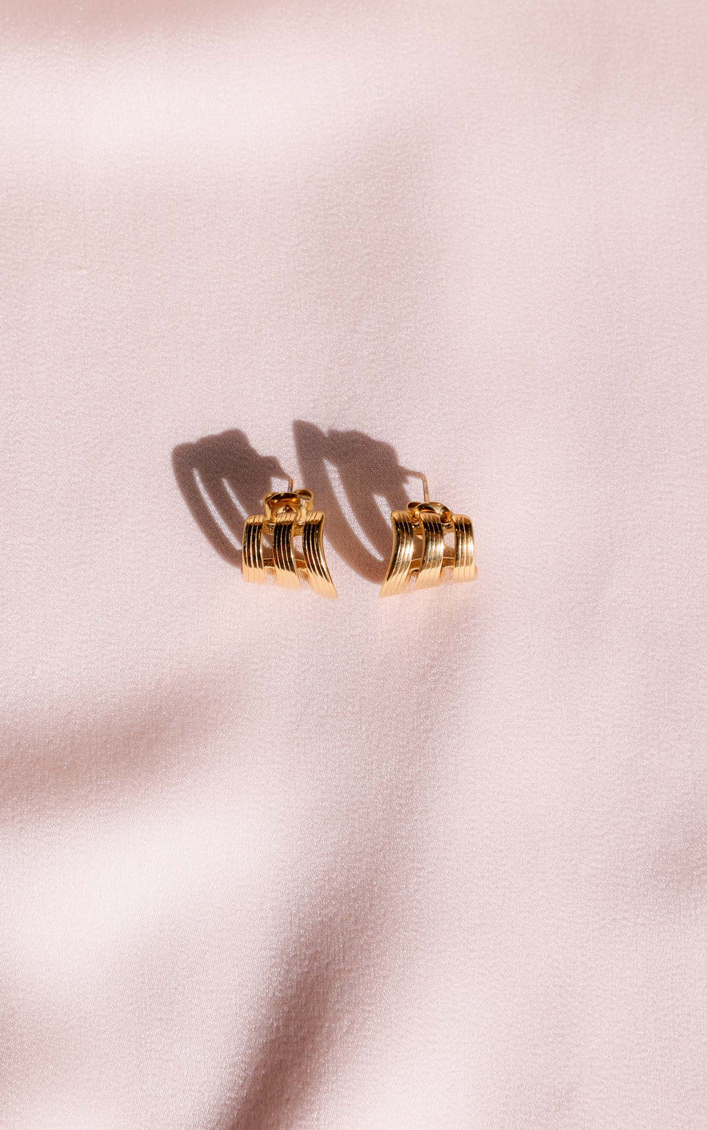 Astra Stud Earrings - Gold Triple Texture
