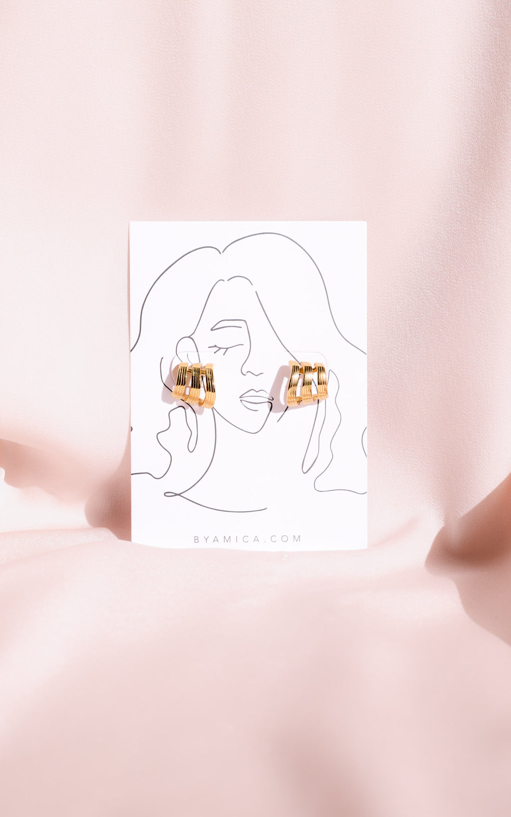 Astra Stud Earrings - Gold Triple Texture