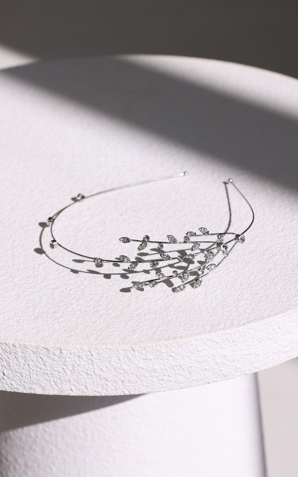 Aphrodite Headband - Silver Diamante Leaf
