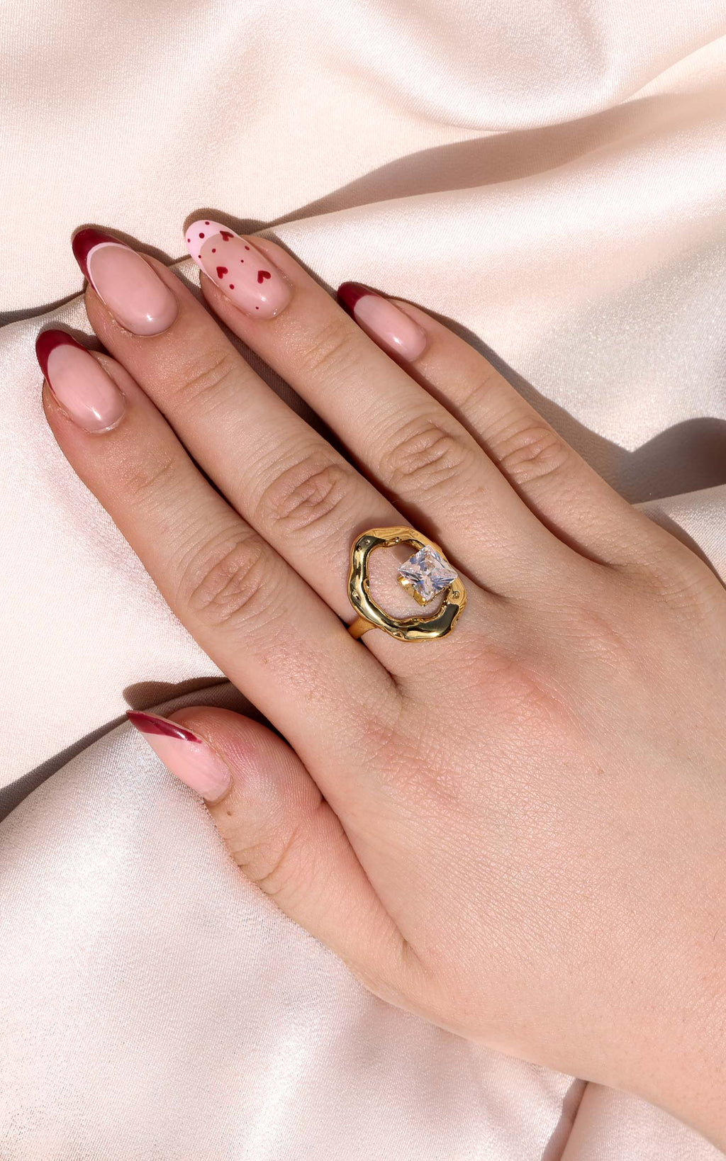Banksia Ring - Gold Square Diamante Abstract