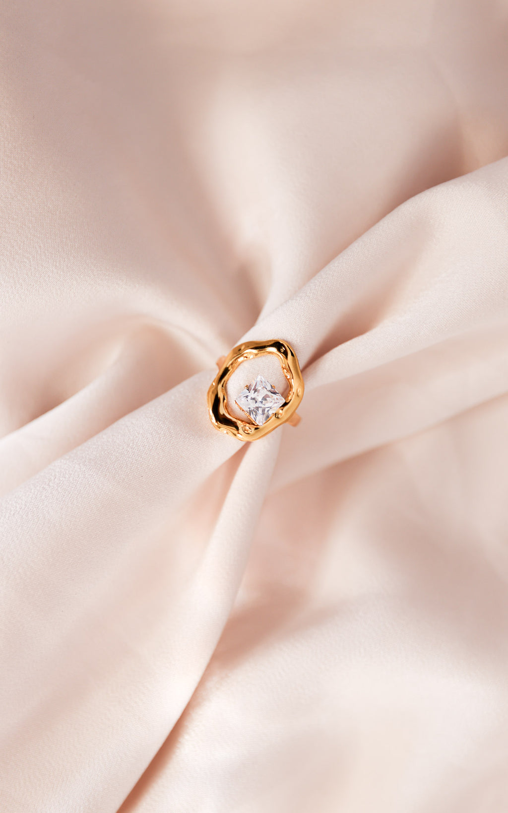 Banksia Ring - Gold Square Diamante Abstract