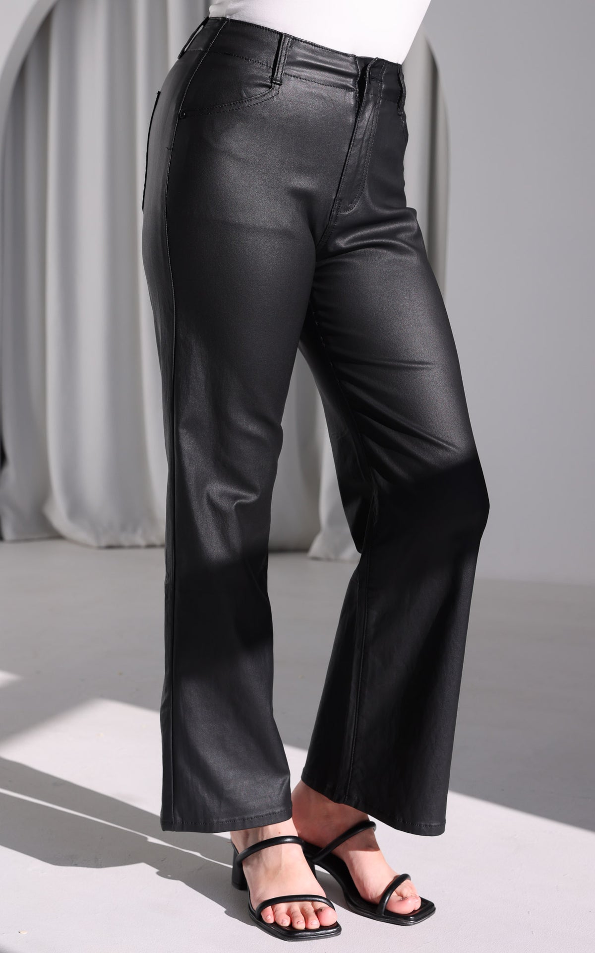 Bobbie Wet Look Pants - Black