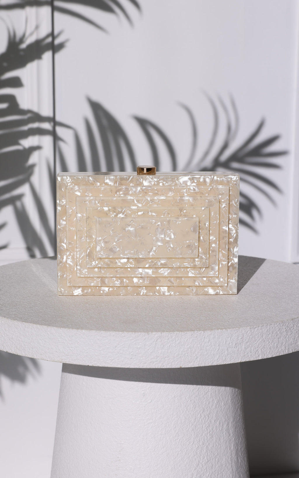 Mayley Clutch Bag - Cream Pearl Marble