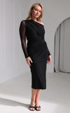 Benita Mesh Midi Dress - Black