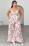 Better Days Wide Leg Jumpsuit - White Multi Floral