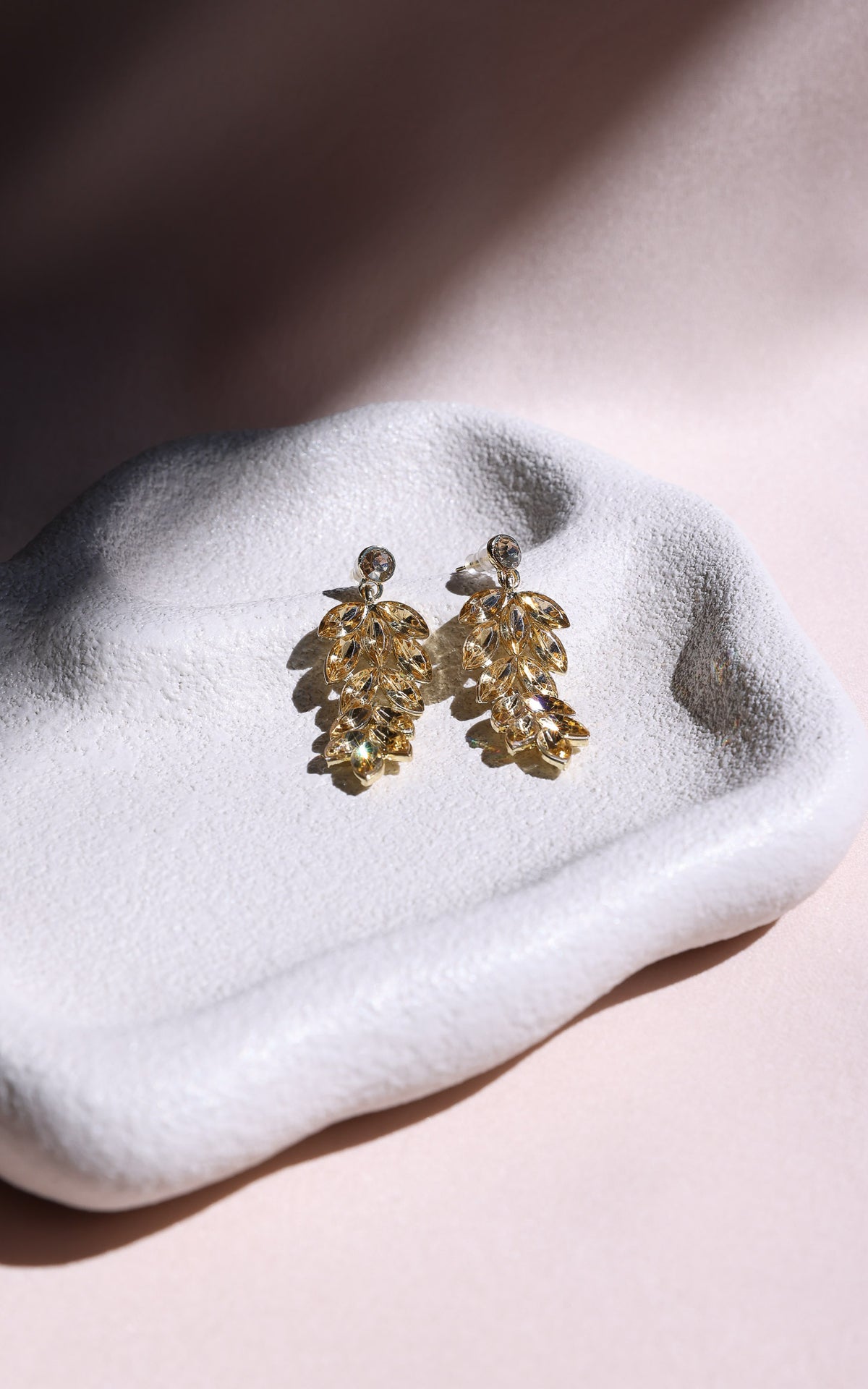 Bijoux Drop Stud Earrings - Gold Champagne Chandelier
