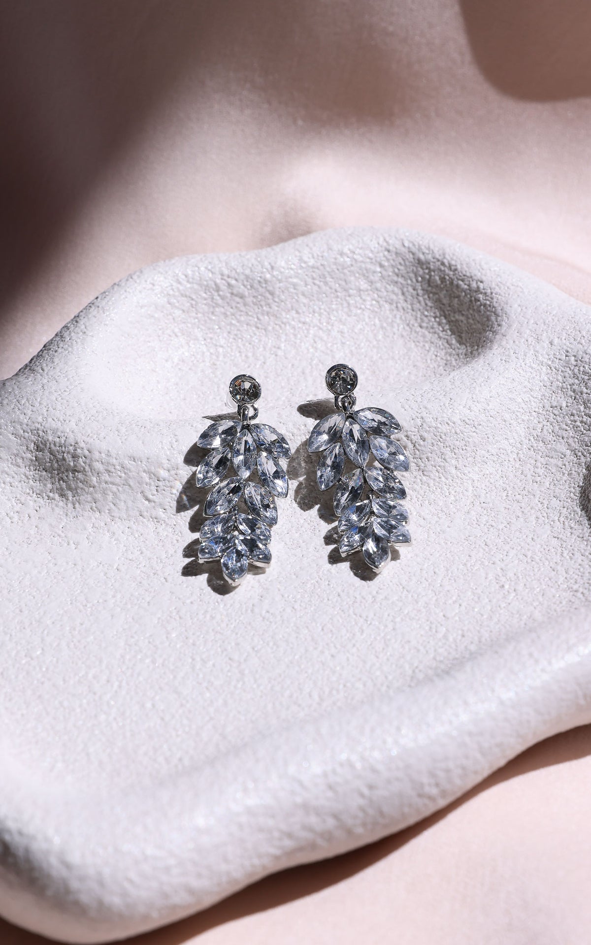 Bijoux Drop Stud Earrings - Silver Clear Chandelier