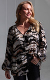 Blake Shirt Blouse - Tan Multi Abstract Print