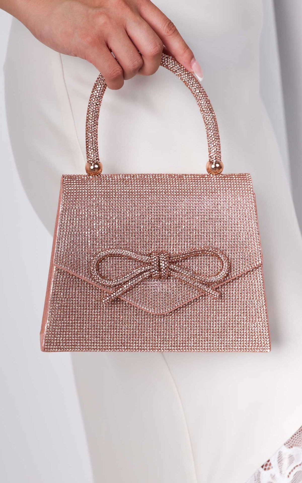 Betty Rhinestone Bag - Rose Champagne Bow