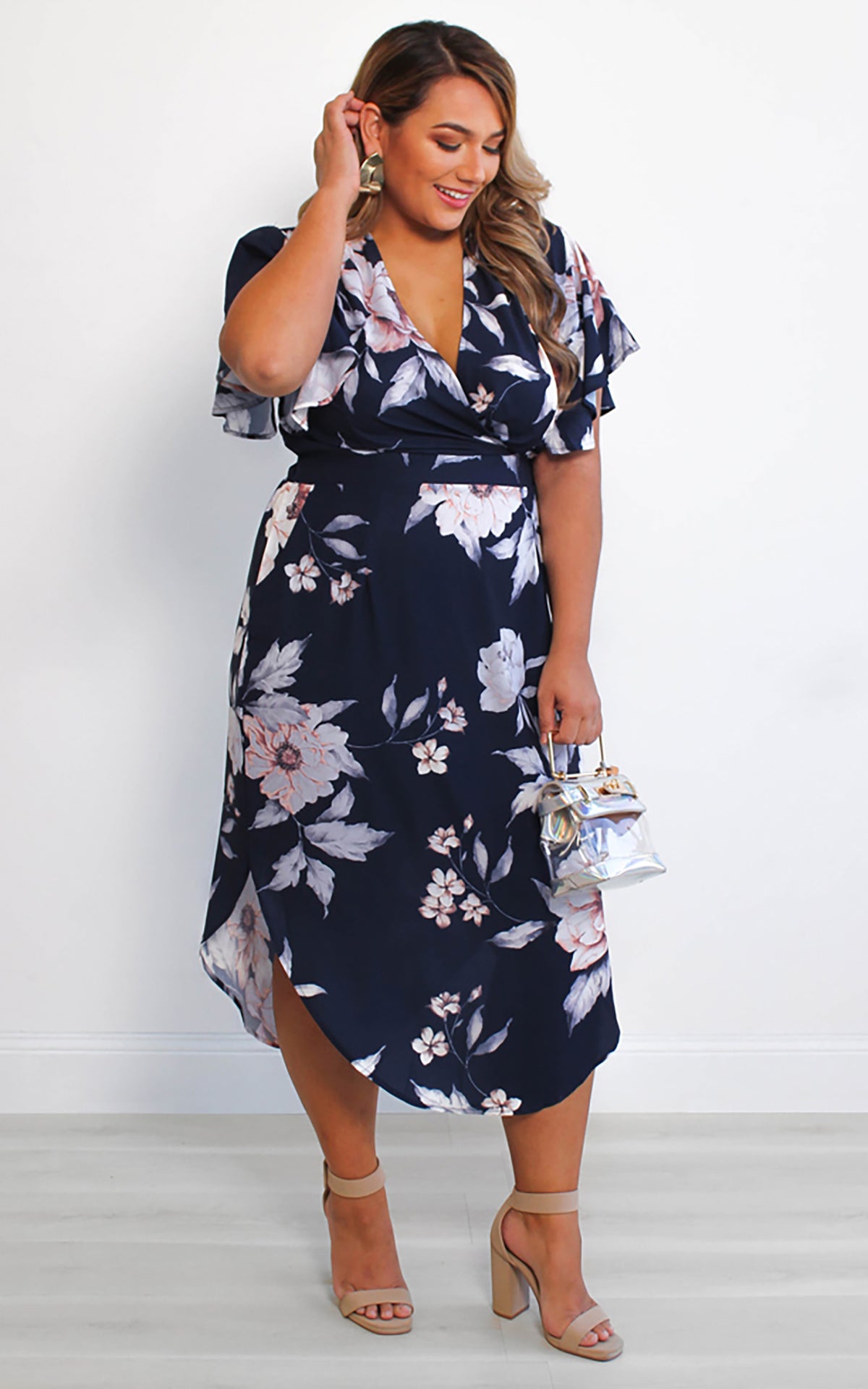 Brandy Midi Dress - Navy Floral