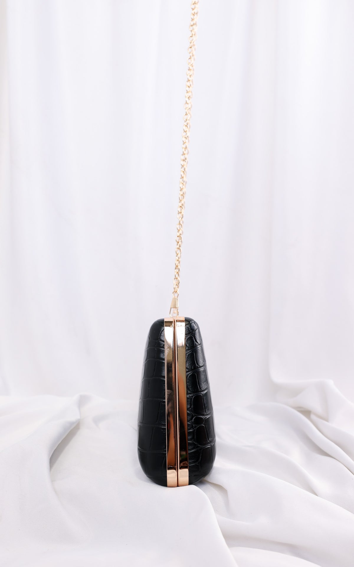 Braxton Clutch Bag - Black Croc Texture