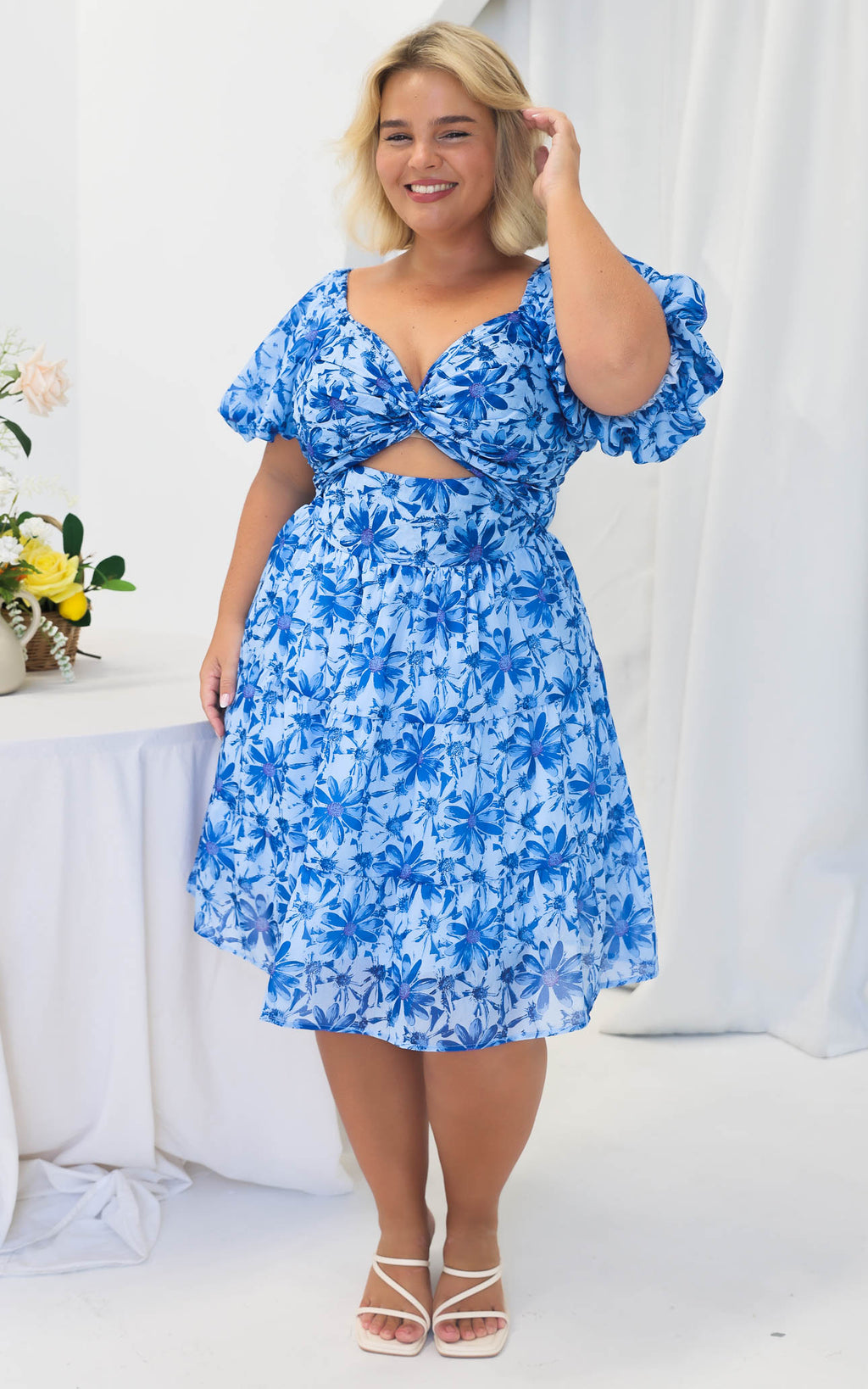 Bretta Mini Dress - Daisy Blue Floral