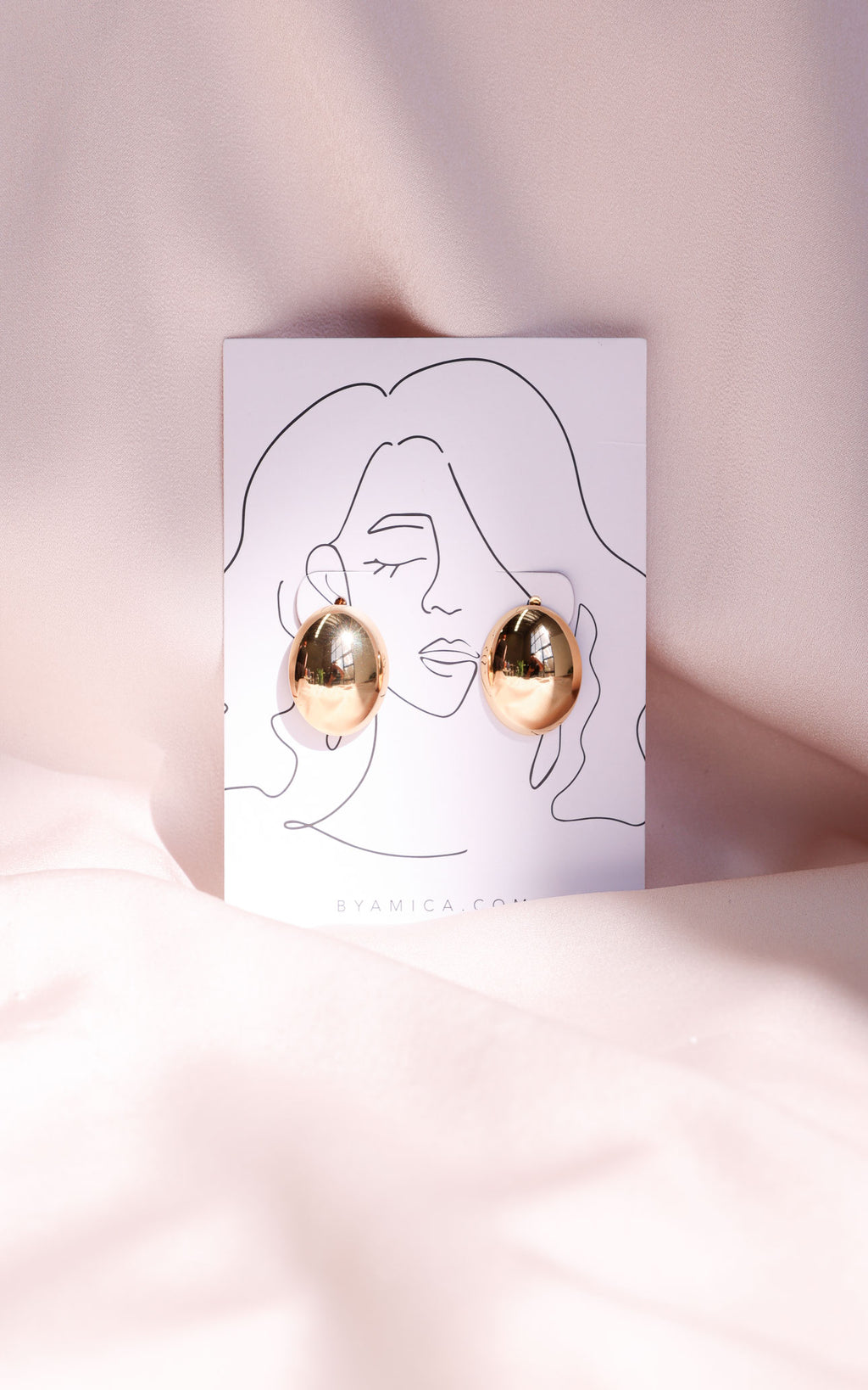 Brinda Stud Earrings - Gold Oval Dome