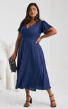 Cabernet Maxi Dress - Navy Blue Satin
