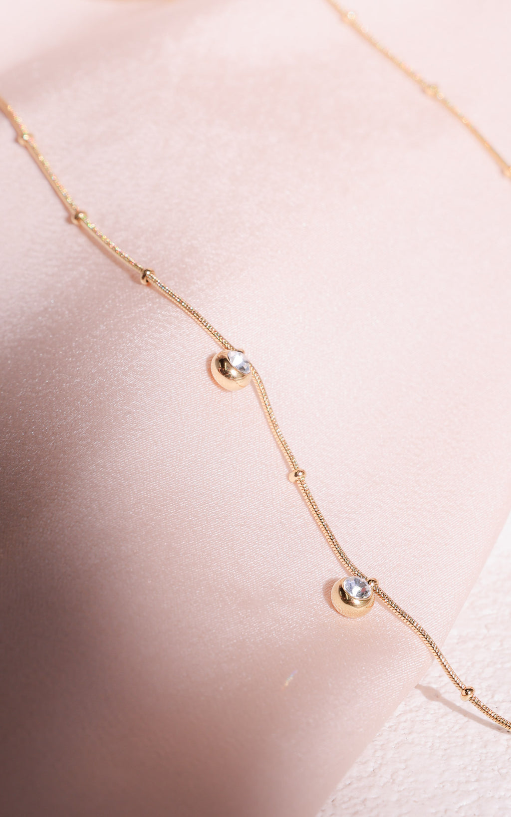 Caprina Necklace - Gold Round Diamante Drops