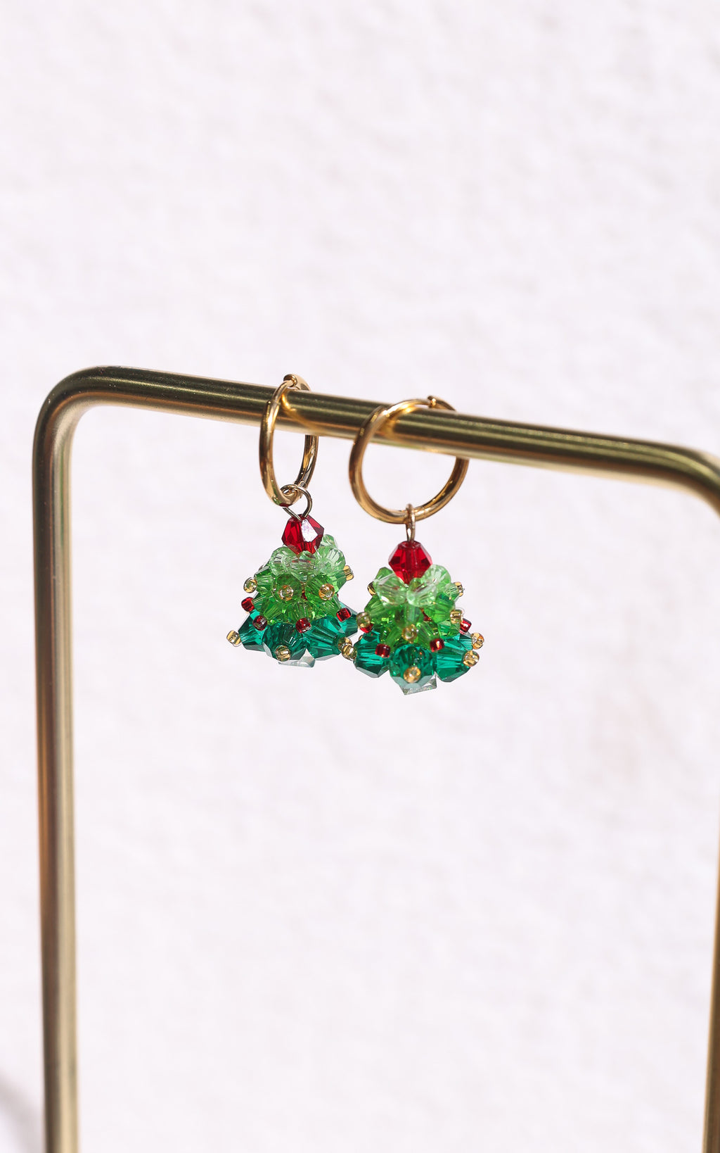 Carolling Hoop Charm Earrings - Gold Tree Bead