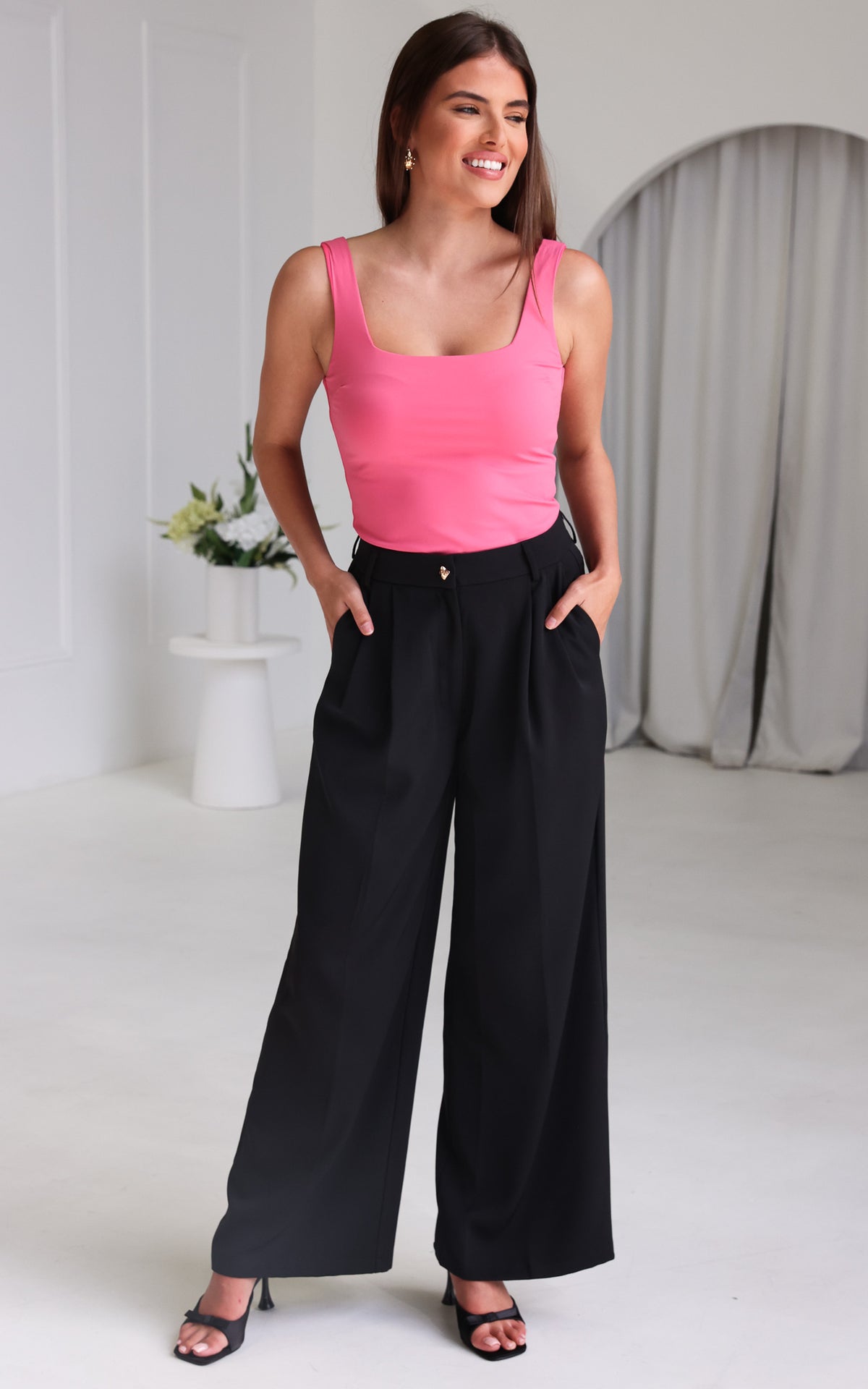 Carson Wide Leg Pants - Black