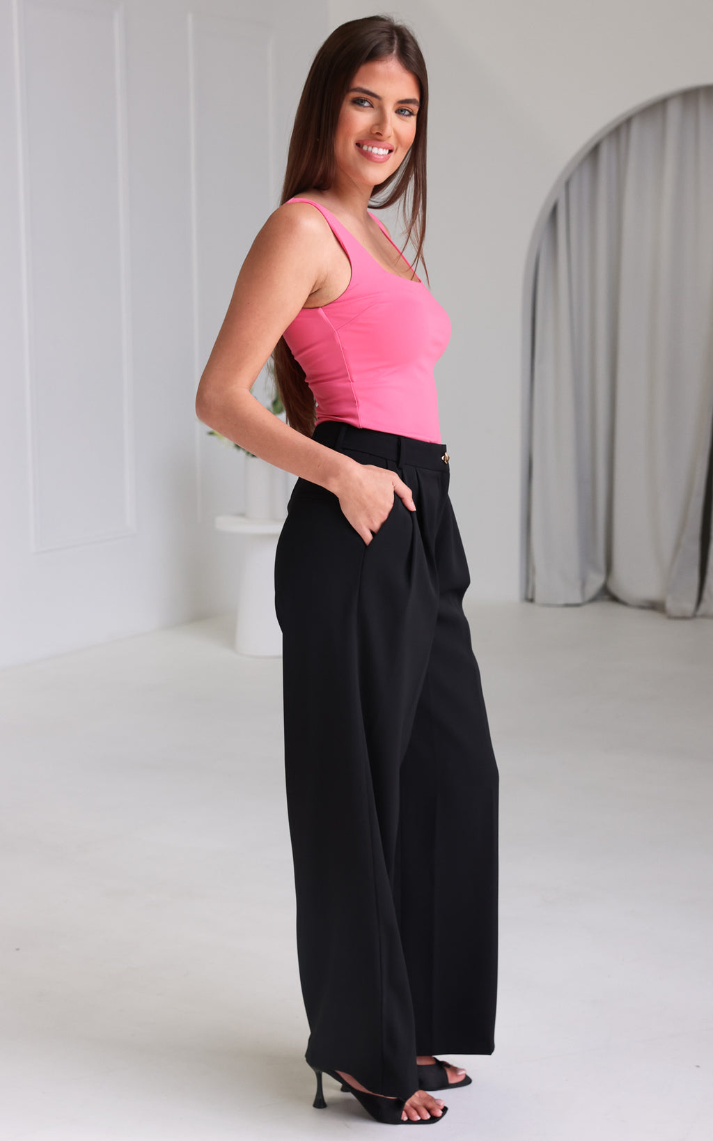 Carson Wide Leg Pants - Black