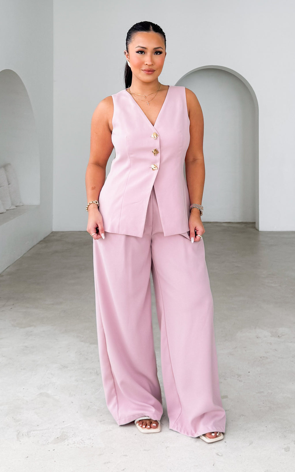 Carson Vest Top - Pink