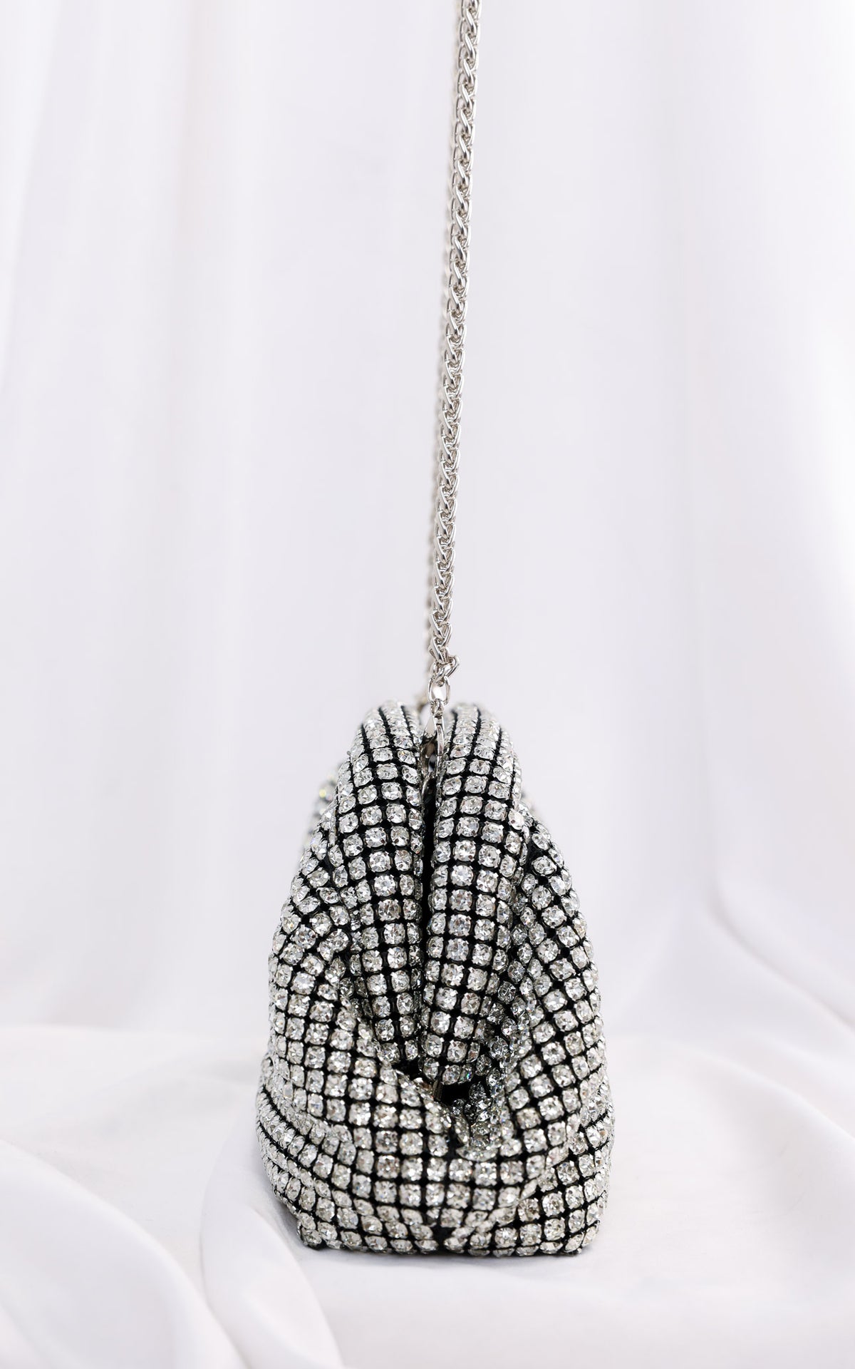 Cassian Crystal Rhinestone Clutch Bag - Silver
