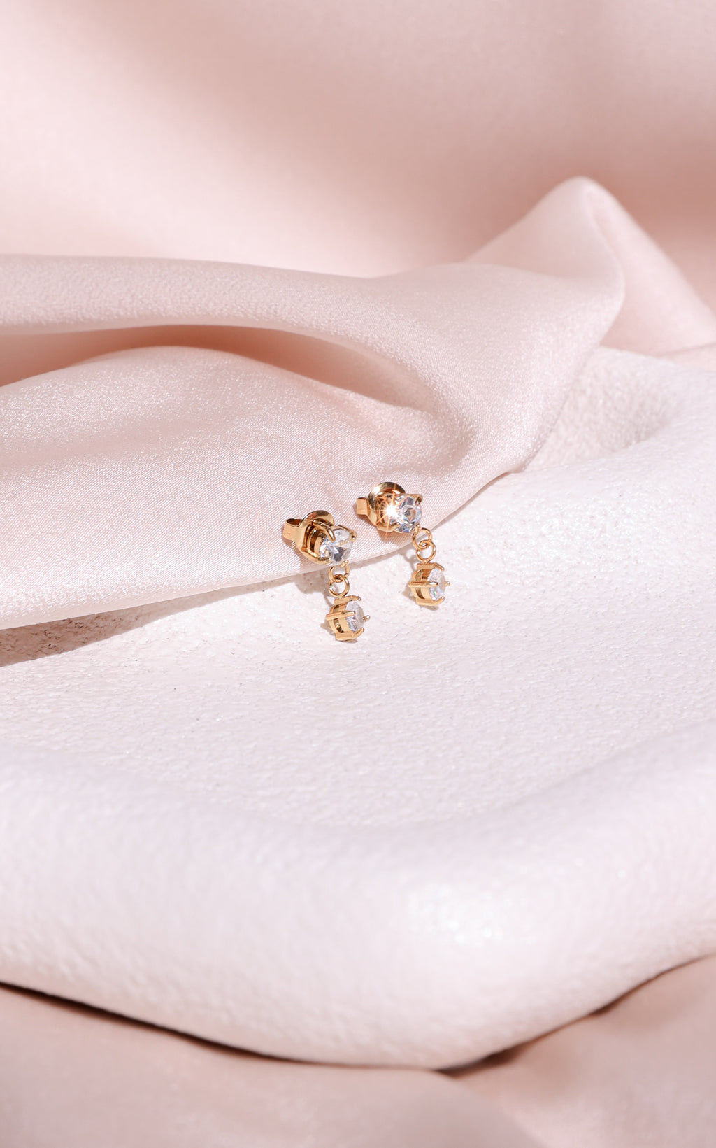 Cece Drop Stud Earrings - Gold Circle Diamante