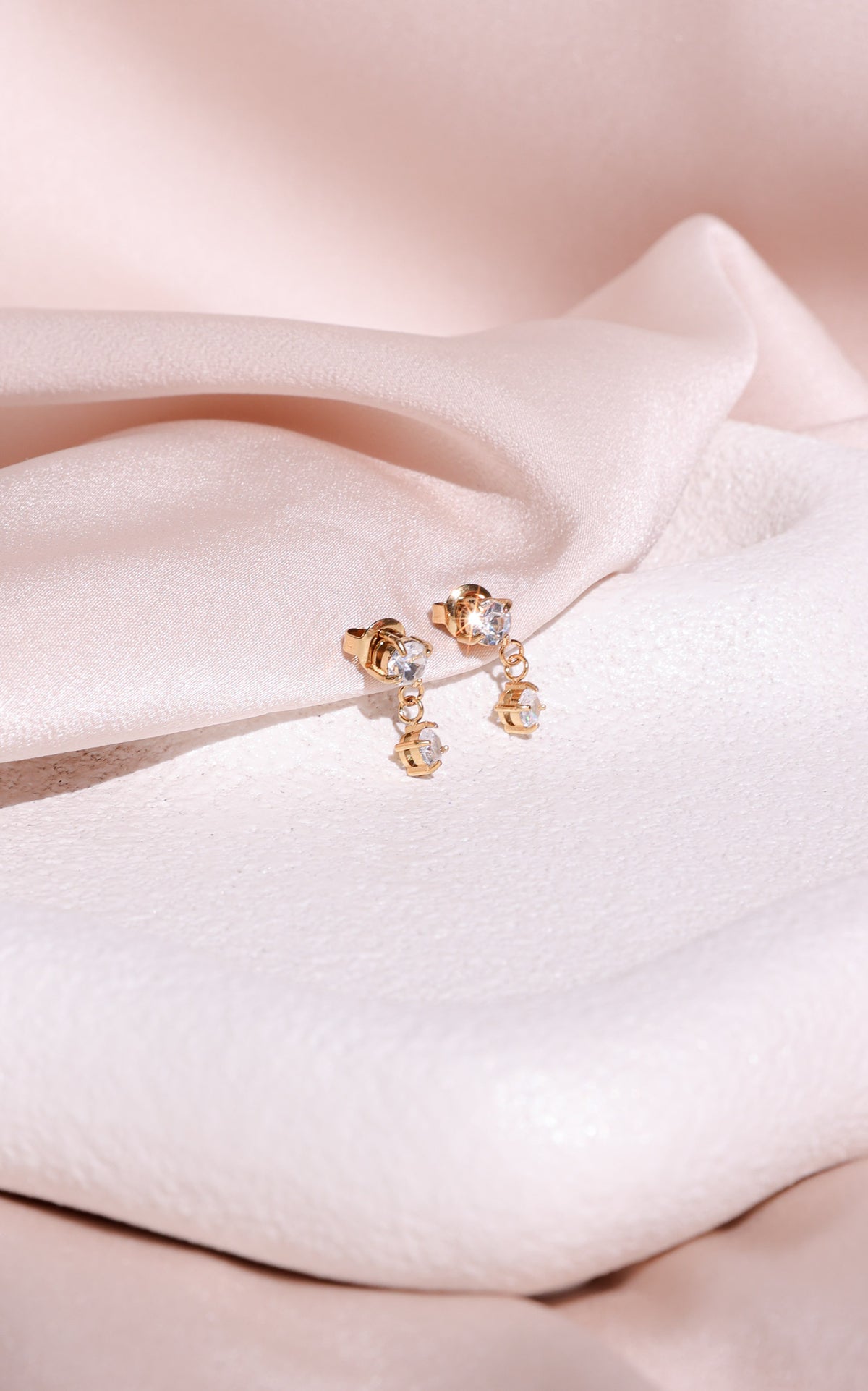 Cece Drop Stud Earrings - Gold Circle Diamante