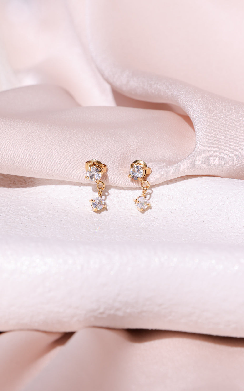 Cece Drop Stud Earrings - Gold Circle Diamante