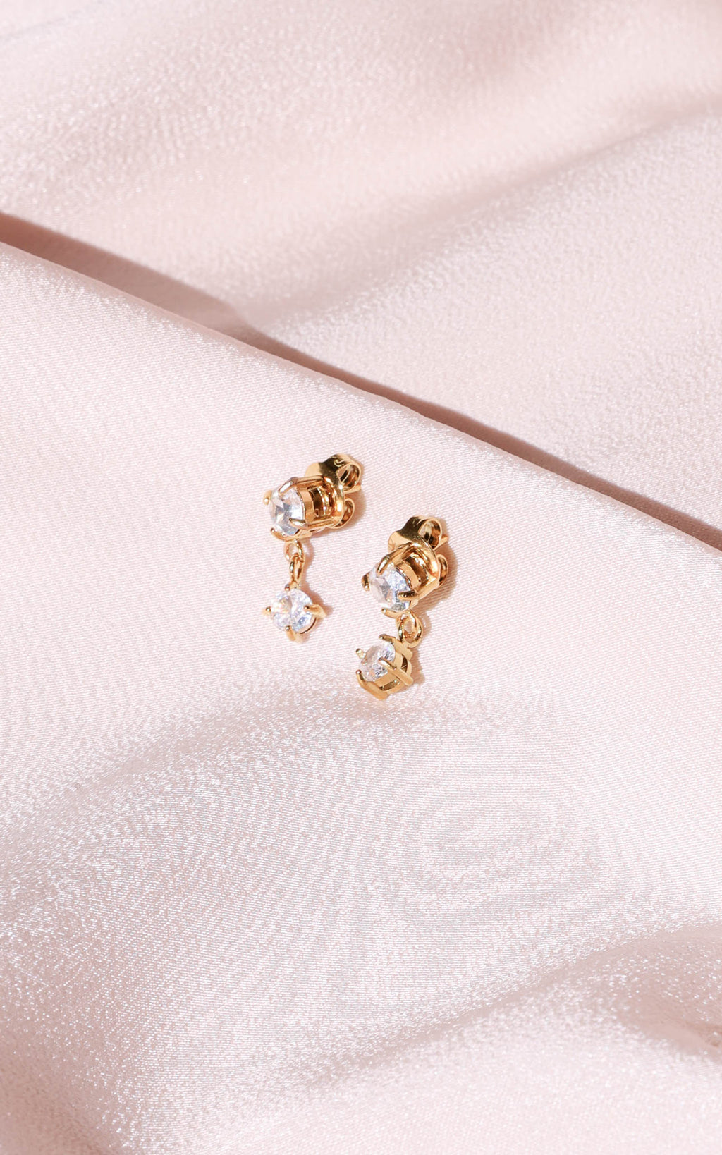 Cece Drop Stud Earrings - Gold Circle Diamante
