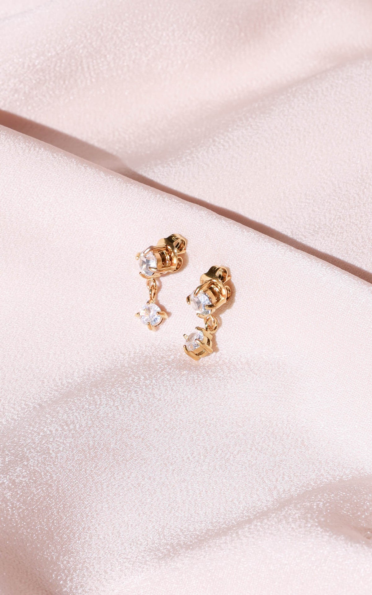 Cece Drop Stud Earrings - Gold Circle Diamante