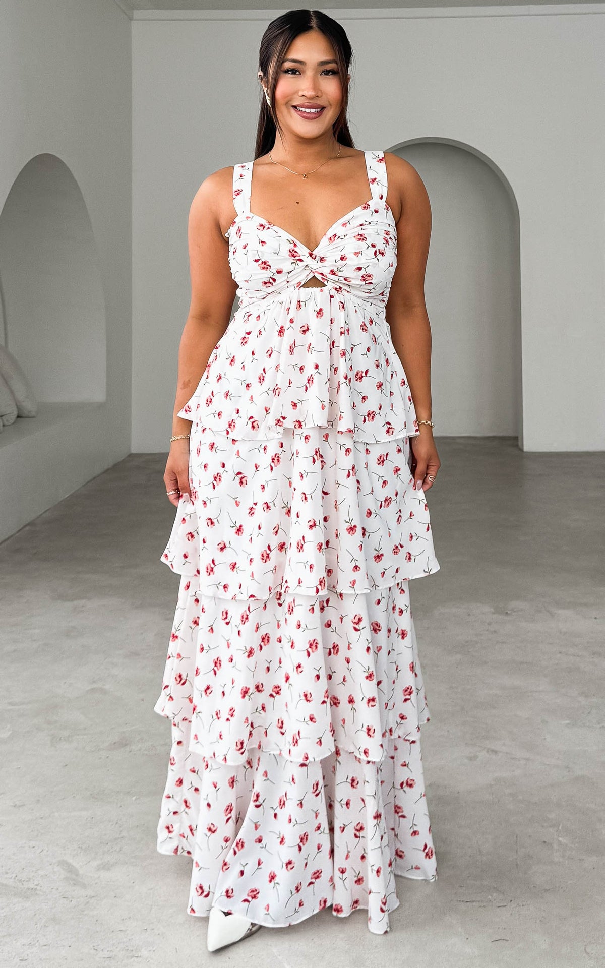 Cherika Maxi Dress - White Floral