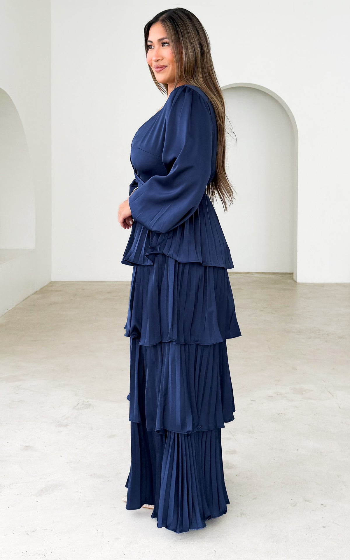 Clarabelle Long Sleeve Maxi Dress - Navy