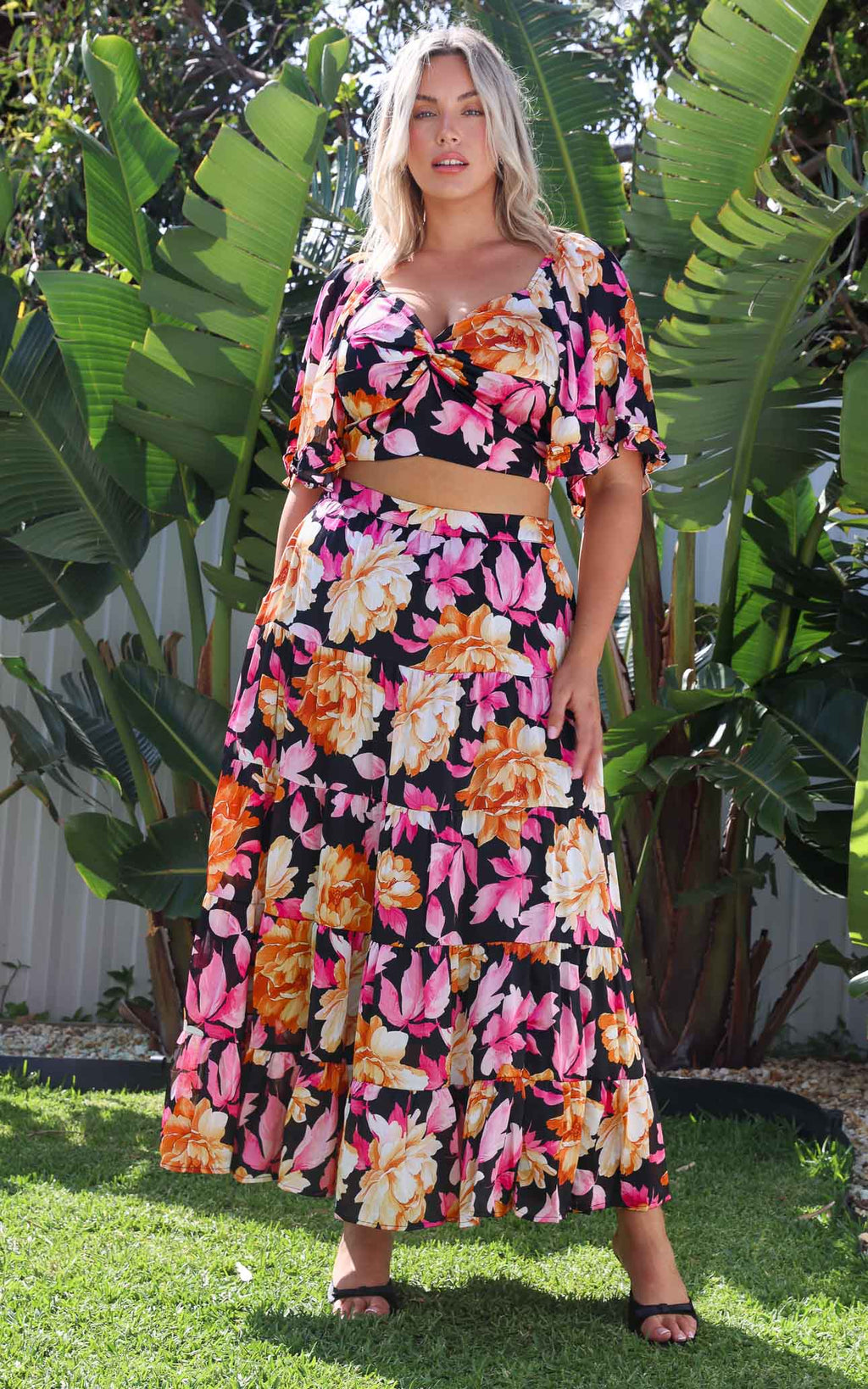 Corlette Crop Top - Black Floral