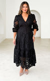 Criselda Lace Midi Dress - Black