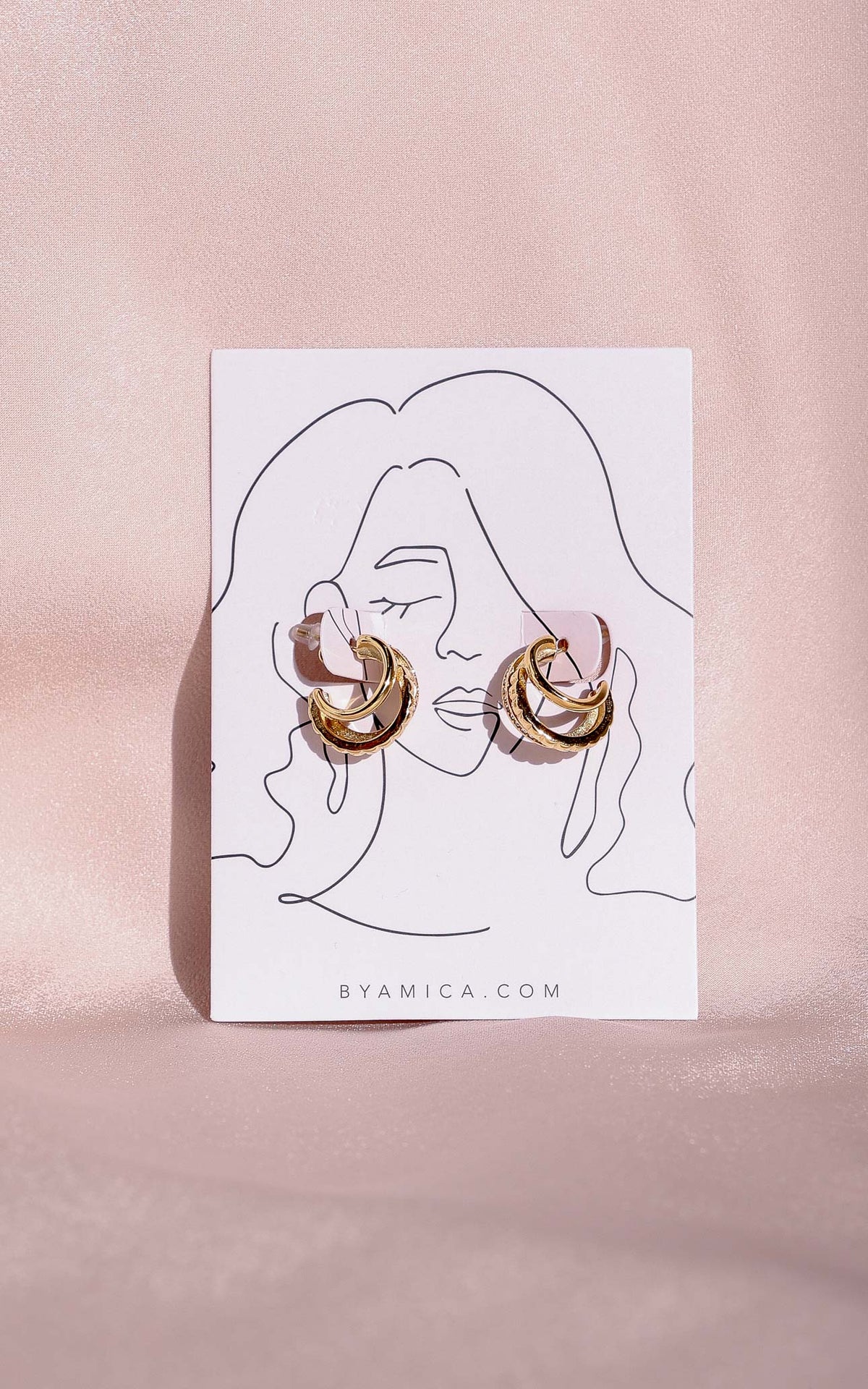 Chandra Hoop Earrings - Gold Triple Multi Texture