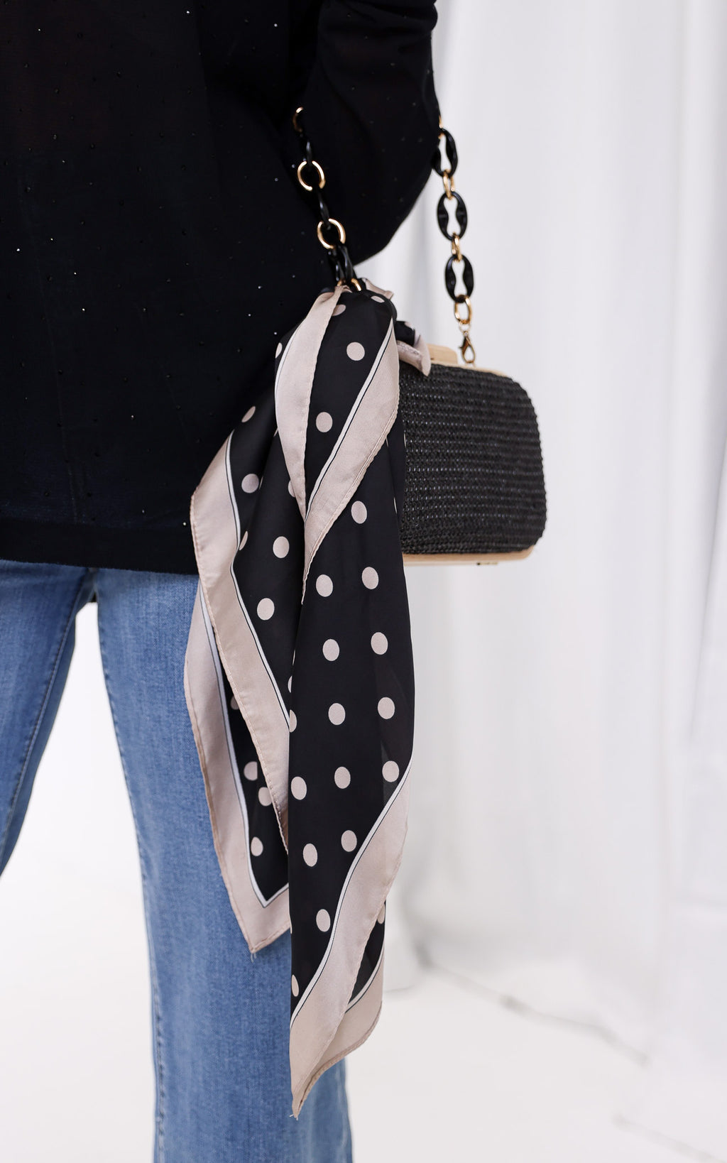 Ciano Square Bandana - Black Champagne Polka Dot