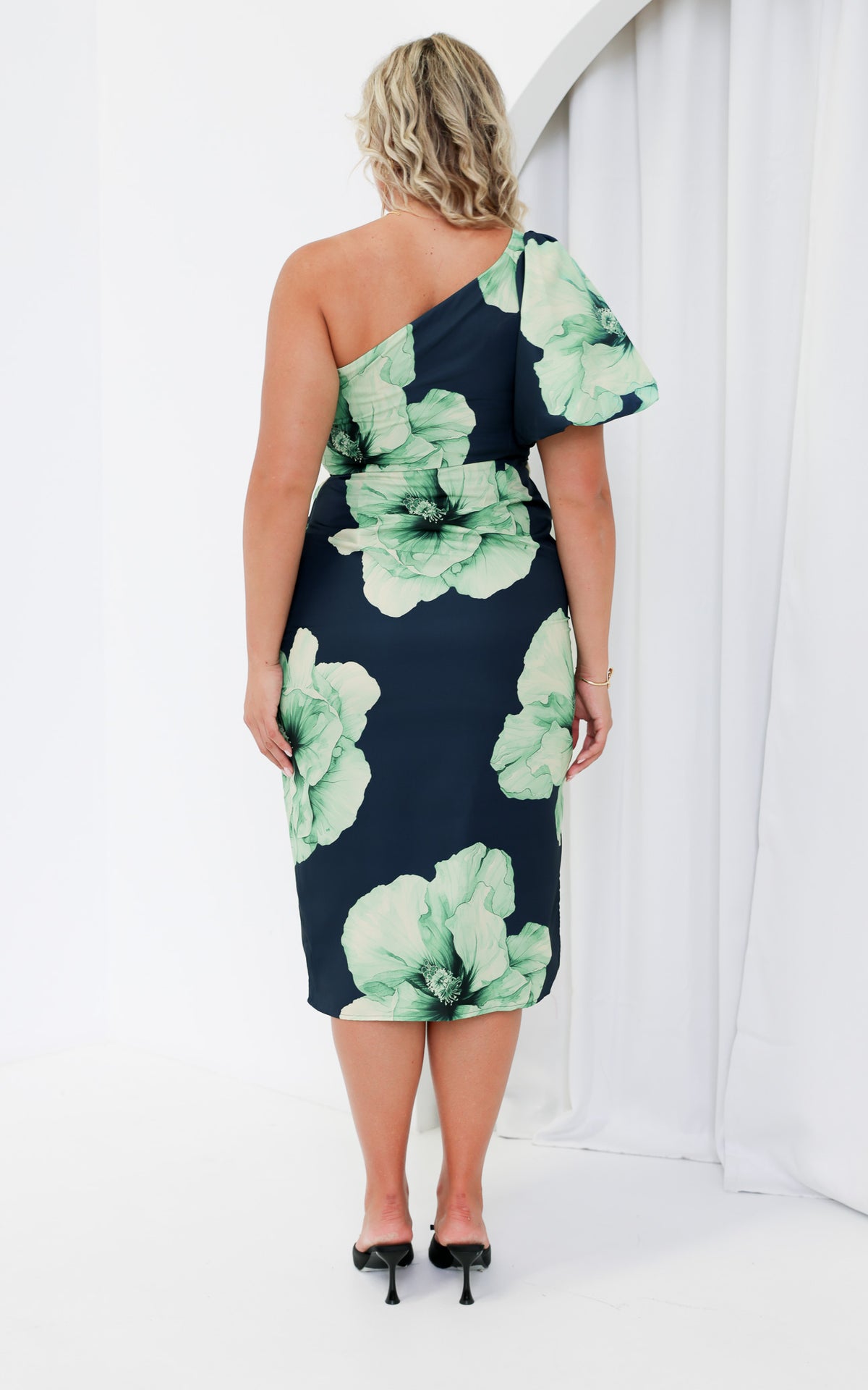 Damita Midi Dress - Navy Green Floral