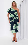 Damita Midi Dress - Navy Green Floral