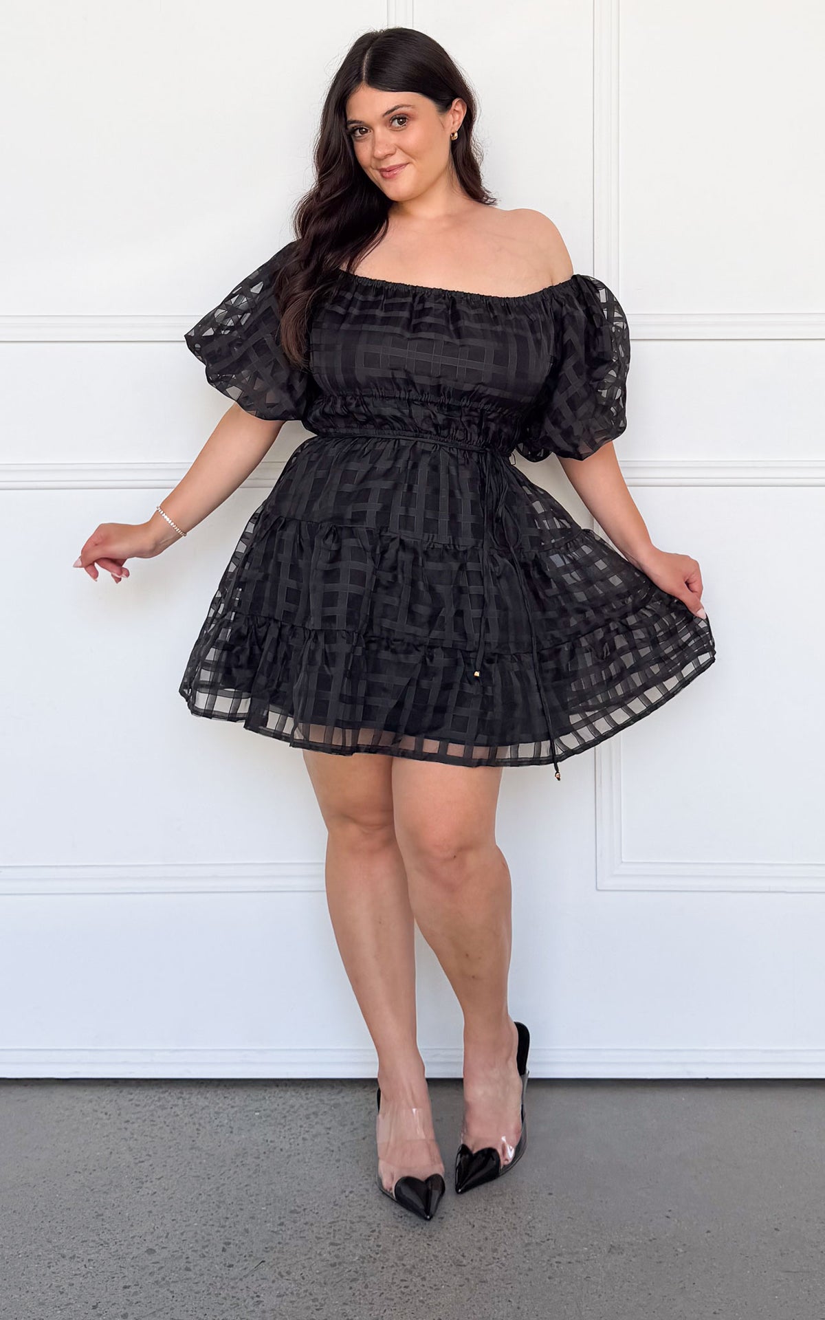 Dasha Mini Dress - Black Check Organza
