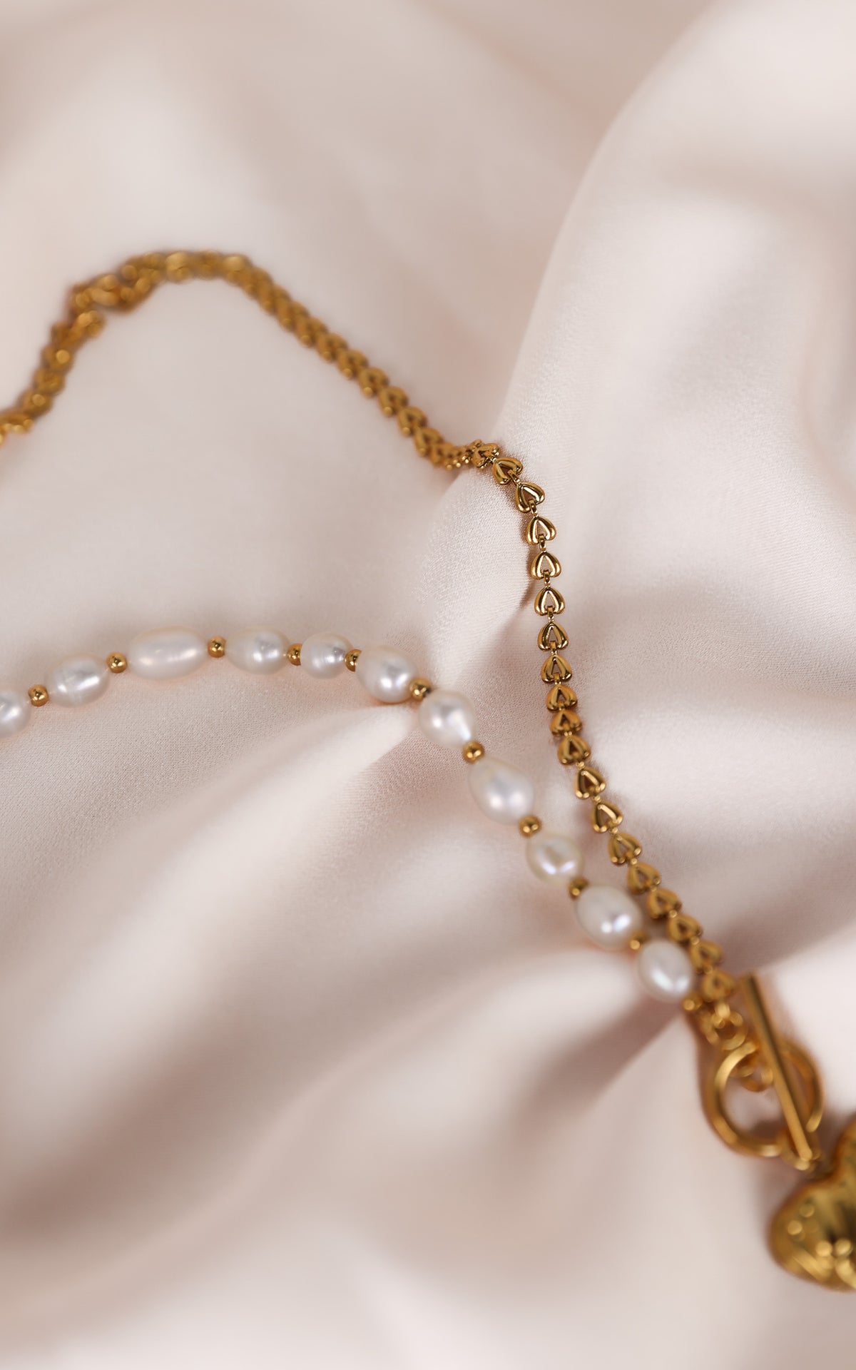 Deidra Necklace - Gold Heart Freshwater Pearl